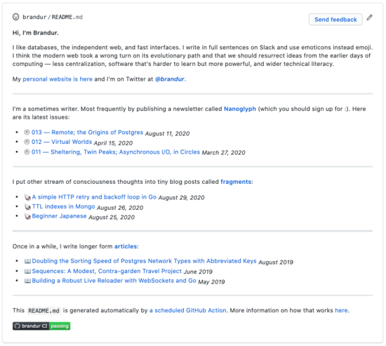 Screenshot of GitHub profile page