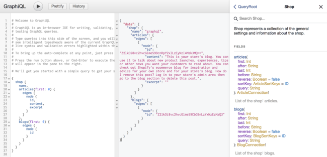 Using GraphiQL to explore an API and graph.